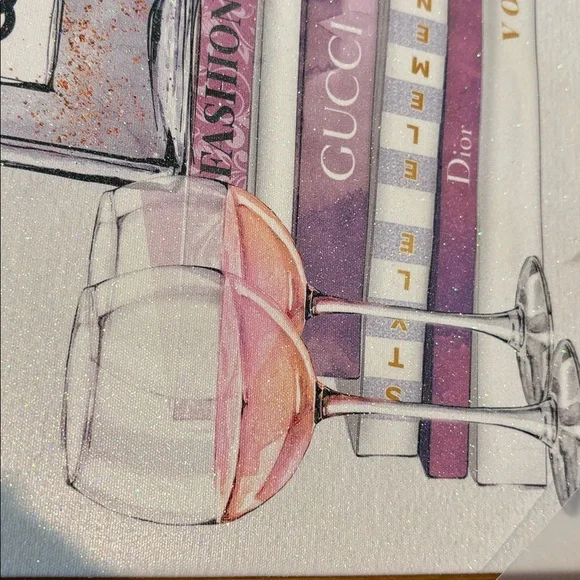 Fashion art framed art canvas/fashion books cc bottle/flowers/wine gold frame - Picture 8 of 9